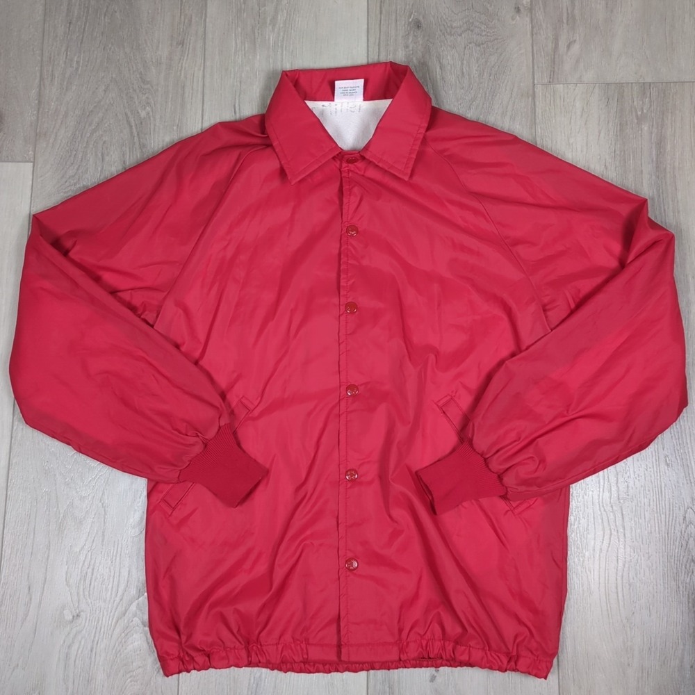 Vintage Birdie By Richard A Leslie Jacket Mens Medium Red Windbreaker Snap Up